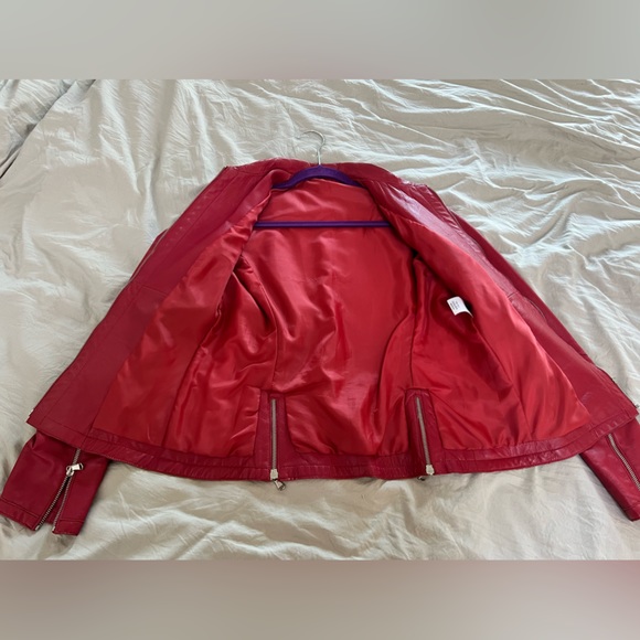 Real Red Italian Leather Jacket - Picture 3 of 5